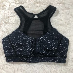 Lululemon High Neck Black Speckle Sports Bra Sz 6